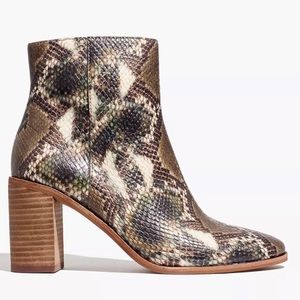 MADEWELL NEW THE GREER SNAKE BOOT BOOTIES SNAKE EMBOSSED LEATHER 10